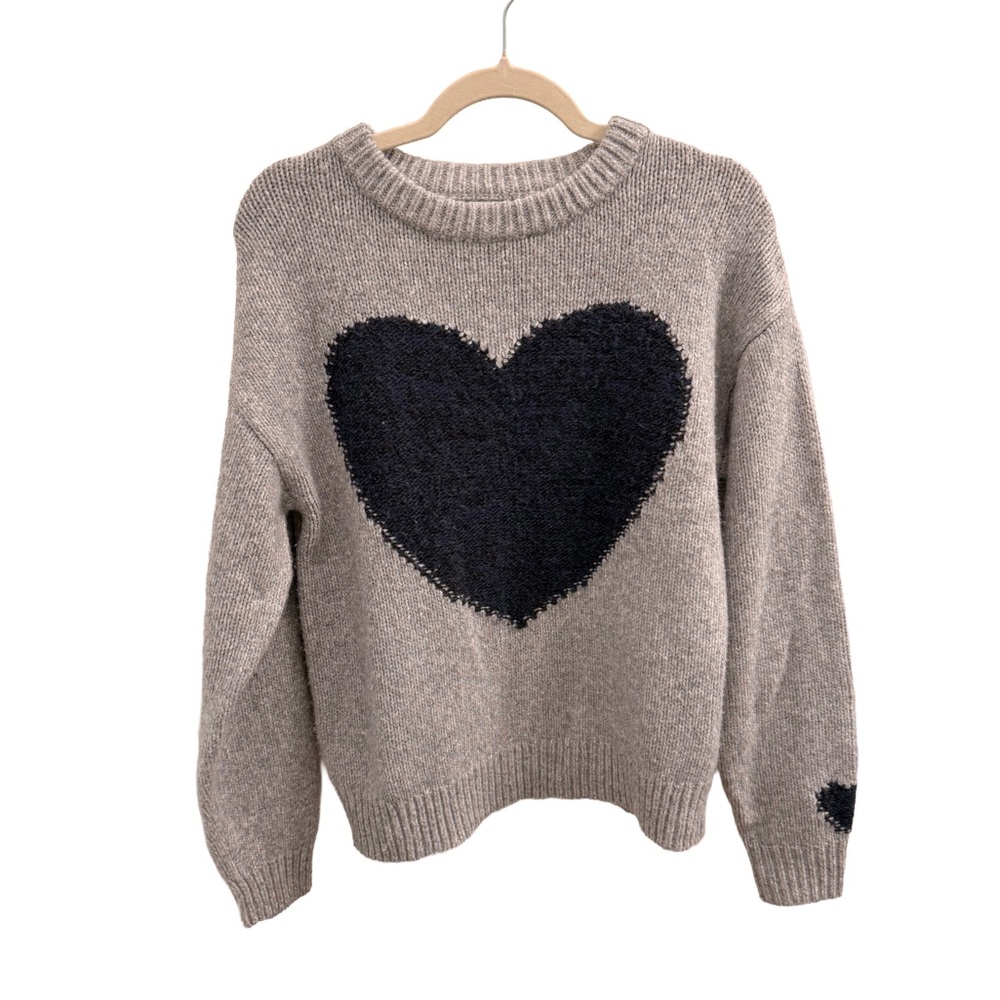 Sundance Cozy Heart Crewneck Sweater - Gray with Black Heart